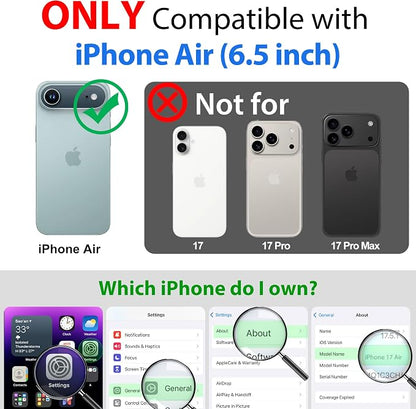 SPORTLINK for iPhone Air Case, IP68 Waterproof Military Protective Full Body Heavy Duty Shockproof 360 Sealed Dustproof with Camera Screen Protector Phone Cover for iPhone Air 6.5" Black