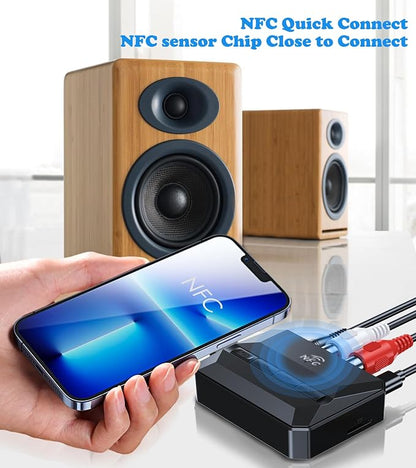 KAIY Bluetooth Receiver for Home Stereo, Bluetooth to RCA Adapter with NFC, 3.5mm AUX Audio Adapter Support USB Flash Drive & TF Card for Old Speakers/Amplifiers, HiFi Music Streaming Receiver