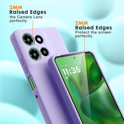 Case for Motorola Moto G Power (2025), 2 Pack Tempered Glass Screen Protectors, Soft TPU Silicone Shockproof Case-Light Lilac