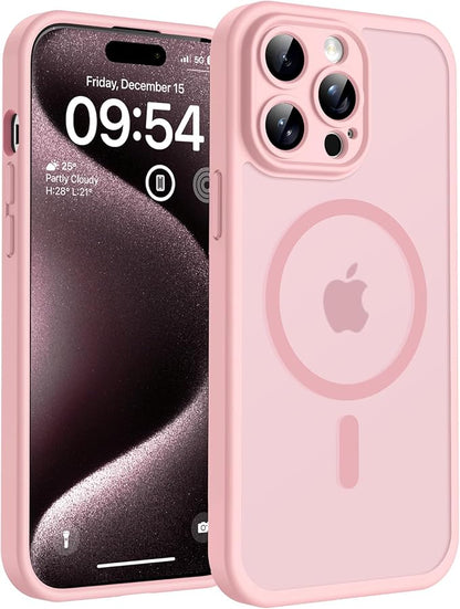 TOCOL for Phone 15 Pro Case, Compatible with Magsafe Charger, Full Camera Protection, Drop Protection, Translucent Matte Phone Case for iPhone 15 Pro 6.1 inch (Light Pink)