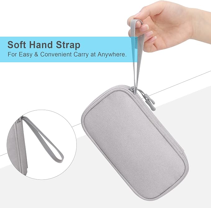 Lacdo Electronic Organizer, Travel Cable Organizer Bag Pouch Tech Electronic Accessories Carry Case Portable Double Layers Charger Case for Cable, Cords, Charger, Phone, Power Bank, Earphone, Gray