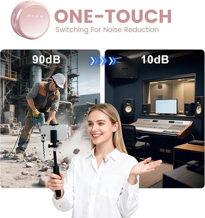 Wireless Lavalier Microphones for iPhone/Android/iPad, Mini Microphones with Noise Reduction, 2.4GHz, Magnetic Clip, Lapel Mics Wireless for Video Recording, Streaming, Vlogging, YouTube Tiktok, 131FT