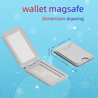 Upgraded for Magsafe Wallet, Strong Magnetic Phone Wallet with Adjustable Stand, Built in Makeup Mirror, 5 Card Holder, RFID Blocking (Grey Fold)