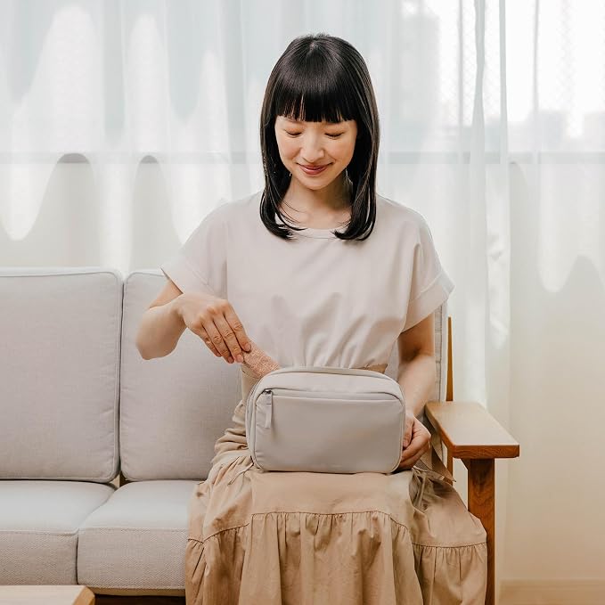 Orbitkey KonMari 2-in-1 Tech Accessory Pouch - Stone | KonMari Collection | Detachable Slim Sleeve | Organized Tech Storage | Travel Ready