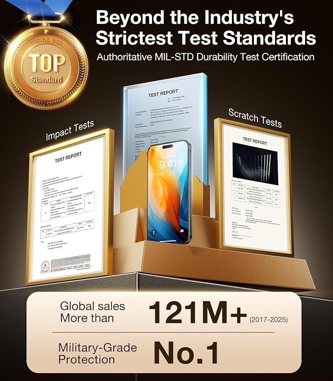UltraGlass Unbreak Top 9H+ Glass for iPhone 15 Screen Protector (12FT Military Grade Shatterproof & Longest Durable) Screen Protector iPhone 15 Tempered Glass, Full Coverage, 2 Pack