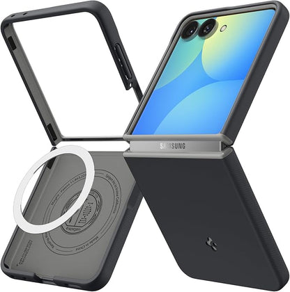 Spigen Nano Pop MagFit for Galaxy Z Flip 8 Case, Black Sesame | Extra Dot-Pattern Side Grip, Open hinge design, Air Cushion Technology, Compatible with MagSafe