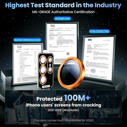 Uyiton for Samsung Galaxy S26 Ultra Camera Lens Protector - [Case-Friendly][Not Easy to Break][Ultra-Thin] Military-Grade Tempered Glass with Aluminum Metal Rear Camera Screen Cover - Orange