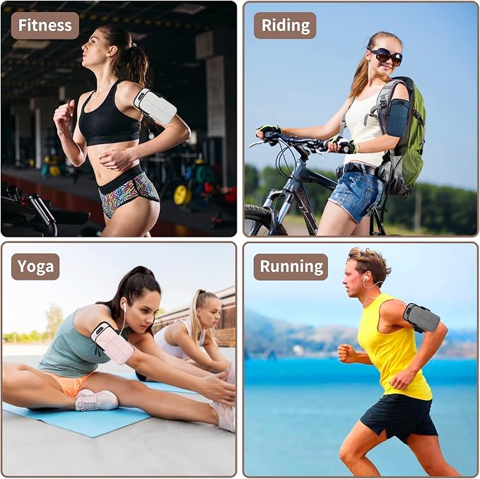 Prime Comfort Phone Holder, Arm Bands for Workout, Use for Running, Walking, Hiking & Biking (Grayish White)