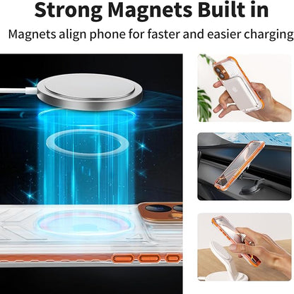 for iPhone 16 Waterproof Case, Compatible with MagSafe, IP68 Built-in Camera Control, Military Shockproof & Screen Protector for Water Sports, 6.1 Inch Frosted Orange