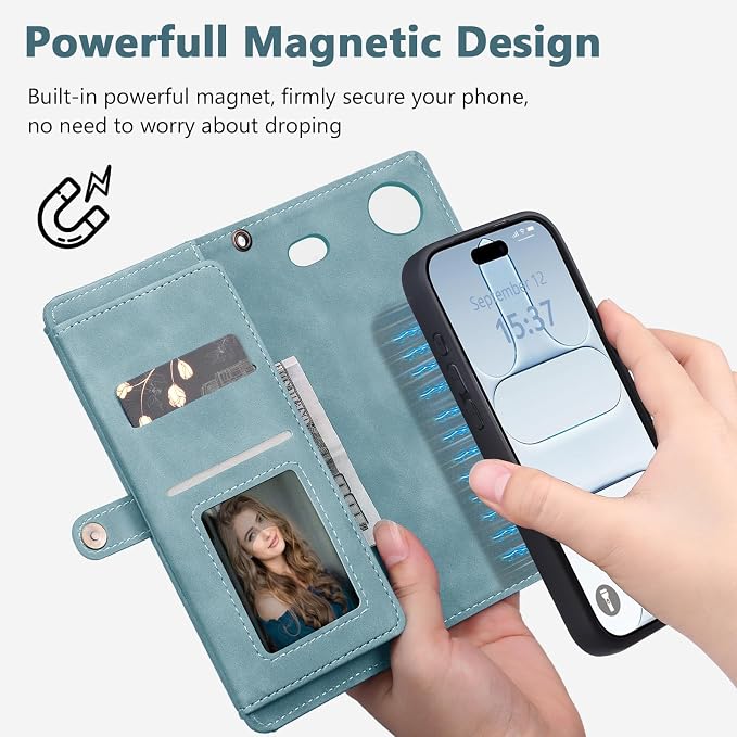 Wallet Case for iPhone Air with Card Holder/Crossbody Wallet/Strap,[RFID Blocking][Magnetic] PU Leather Phone Case for iPhone Air,6.5 in,Dream Blue
