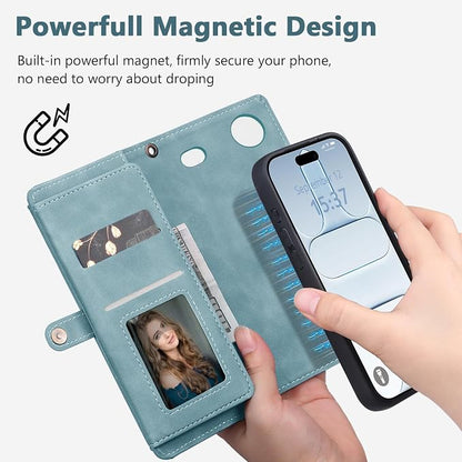 Wallet Case for iPhone Air with Card Holder/Crossbody Wallet/Strap,[RFID Blocking][Magnetic] PU Leather Phone Case for iPhone Air,6.5 in,Dream Blue