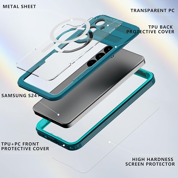 Losin Compatible with Galaxy S25 Case Waterproof Magnetic [Compatible with MagSafe] [Drop Protection] [IP68 Underwater] Full Body Shockproof Protective Phone Case, Teal