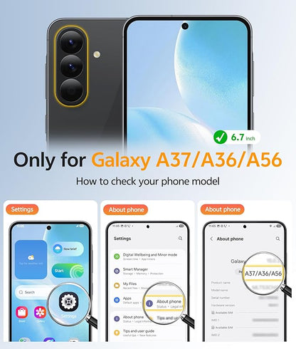 FNTCASE for Galaxy A37 5G Phone Case: Samsung A36 5G Case [Compatible with Magsafe] Matte Translucent [Screen Protector] Military Grade Protection for Samsung A37 & A36 Cases - Black