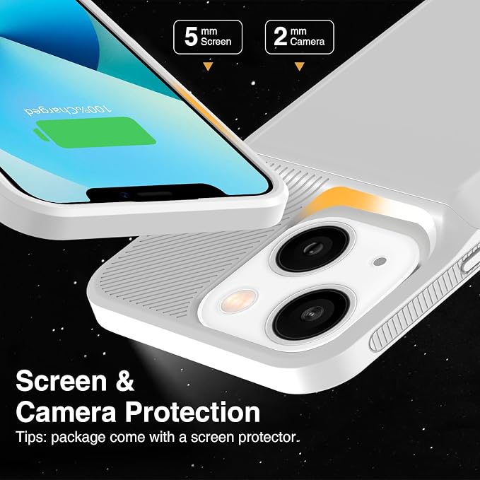 GIN FOXI Battery Case for iPhone 13/13 Pro/14/14 Pro, Charging Case Real 7000mAh Rechargeable Charger Cover Anti-Fall Protection Ultra-Slim Extended Battery Pack Juice Box,6.1" Gray