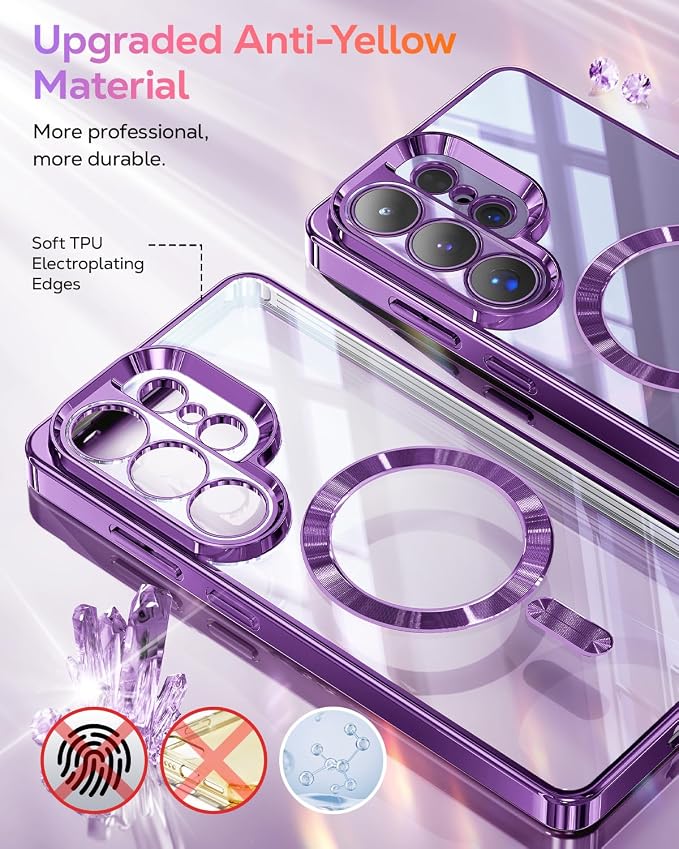 Meifigno Magnetic Case Designed for Samsung Galaxy S26 Ultra 6.9", [Compatible with MagSafe] [Removable Glitter Card & Wrist Strap], Surround Lens Protection Case for Galaxy S26 Ultra, Cobalt Violet