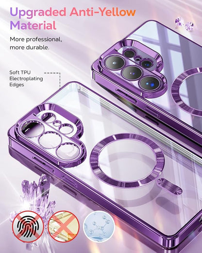 Meifigno Magnetic Case Designed for Samsung Galaxy S26 Ultra 6.9", [Compatible with MagSafe] [Removable Glitter Card & Wrist Strap], Surround Lens Protection Case for Galaxy S26 Ultra, Cobalt Violet
