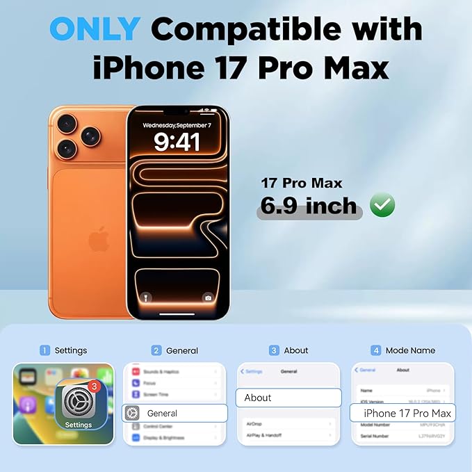 Beasyjoy for iPhone 17 Pro Max Case Waterproof, Heavy Duty Metal Case with Built-in Screen Protector, Full Body Rugged Military Grade Shockproof Dustproof Cover for Construction Outdoor 6.9", Orange