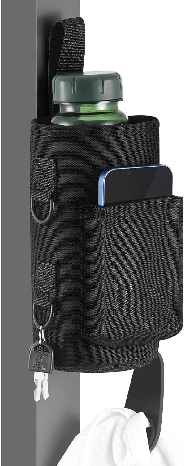 Magnetic Gym Bag with Phone Pocket Water Bottle Holder – 6 Built-in Magnets for Hands-Free Use – Ideal for Workouts, Outdoor, Travel – Securely Attaches to Equipmen