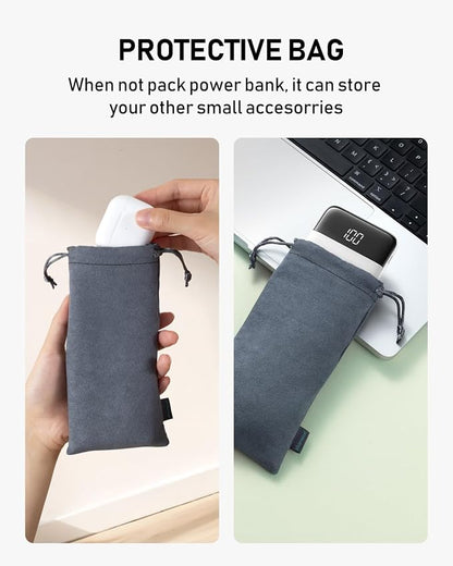 charmast Portable Charger with Built in Cables, 10000mAh Slim Power Bank, 15W USB C in&Out Port High Speed Charging External Charger, Battery Pack Compatible with iPhone 16 15 13 Samsung Google iPad