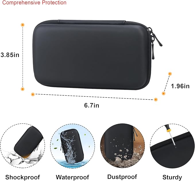 Elonbo Carrying Case for Apple MagSafe Charger Battery Pack, Hard Travel Organize Bag for Mag Safe Magnetic Power Bank for iPhone 13/13 Pro, Extra Mesh Pocket Fits Power Adapter, Black+Orange