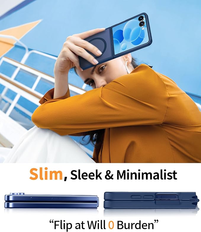 FNTCASE for Samsung-Galaxy Z-Flip-7 Magnetic Case:Translucent Matte Textured Military Grade Drop Protection Phone Cover - Durable Rugged Shockproof Protective Bumper Cases