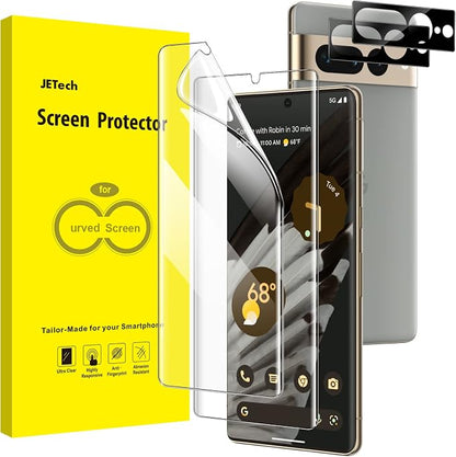 JETech Screen Protector for Google Pixel 7 Pro, 2+2 Pack | with Camera Lens Protector, Flexible TPU Film, Fingerprint ID Compatible, HD Clear, Easy Installation