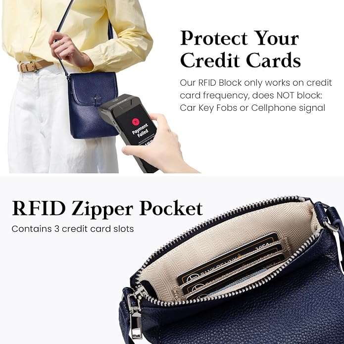 befen Genuine Leather Small Crossbody Bags for Women, Womens Cell Phone Purses Cross body Bag Purse with RFID Card Slots