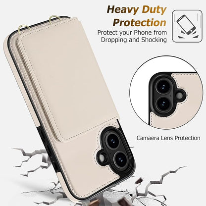 LOHASIC for iPhone 17 Wallet Case for Women, RFID Blocking iPhone 17 Case Wallet Crossbody, 4 Card Slots & 2 Cash Pockets Vegan Leather Case Card Holder for iPhone 17 (6.3 Inch, 2025), Ivory White