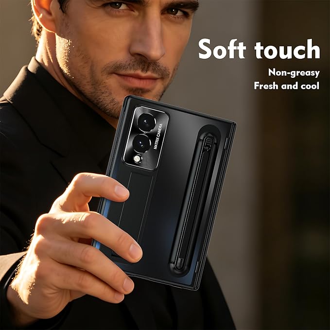 Case for Samsung Galaxy Z Fold 8 Wide, with Kickstand (Black) | Stulys, Screen Protector, Shockproof, Slim, Anti-fingerprint, Scratch-Resistant, Lens Protection, Hands-free Viewing