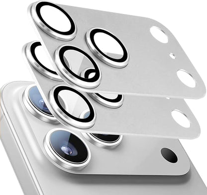 2 Pack Camera Lens Protector for iPhone 17 Pro,Metal AR Tempered Glass Rear Camera Screen Cover,Anti-Scratch,Strong Adsorption,Case Friendly, Easy to Install-Silver