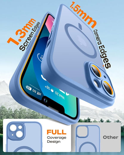 TOCOL for Phone 13 Case, Compatible with Magsafe Charger, Full Camera Protection, Drop Protection, Translucent Matte Phone Case for iPhone 13 6.1 inch (Light Blue)
