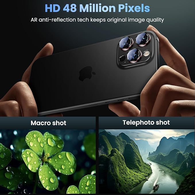 Uyiton Professional Camera Style for iPhone 16 Pro Max/16 Pro/14 Pro Max/14 Pro Camera Lens Protector - [Unique Typography + Phone Lens Red Circle Design] Metal Tempered Glass Camera Cover, Black+Red