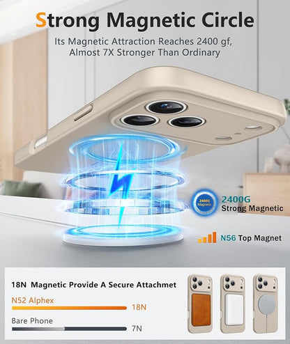 FNTCASE for iPhone 17 Pro Max Case: [Compatible with Magsafe] Integrated Silicone Phone Cases with [Full Camera Protection] [Screen Protector] Military Grade Shockproof Protective Cover - Full White