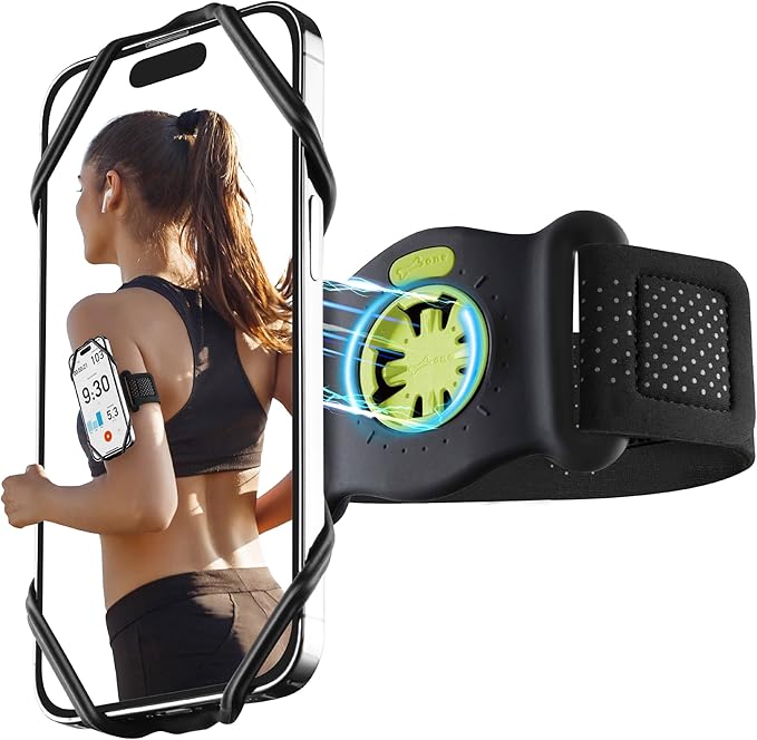 Bone Run Tie Connect Kit 2 Magnetic, Magnetic Running Phone Holder, Detachable & 360° Rotatable Sport Armband, Skin-Friendly Silicone Phone Carrier for Most Smartphones (Quick Release Kit)
