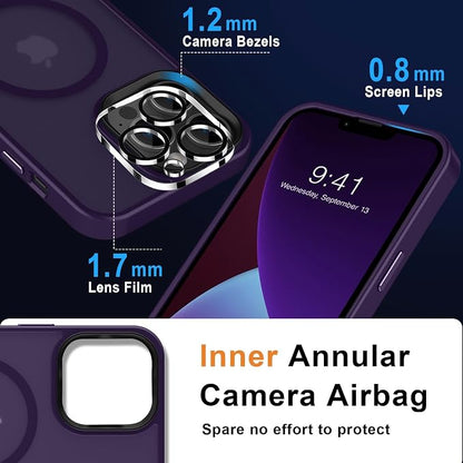 MOCCA Strong Magnetic for iPhone 13 Pro Max Case,[Compatible with Magsafe][Glass Screen Protector+Camera Lens Protector] Slim Thin Shockproof Cover Phone Case for iPhone 13 Pro Max 6.7", Deep Purple