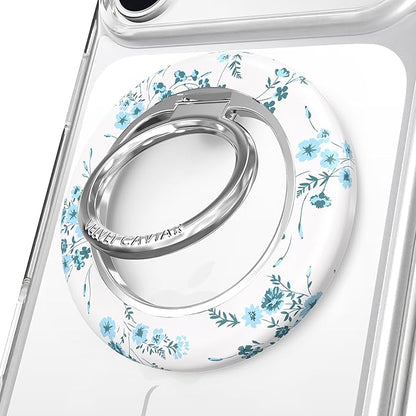 VELVET CAVIAR Compatible with MagSafe Phone Grip 2.0 | Cute Magnetic Ring Holder | Finger Loop Kickstand | Pop On Accessory for iPhone 17, 16, 15, 14, 13, 12 | French Blue Floral
