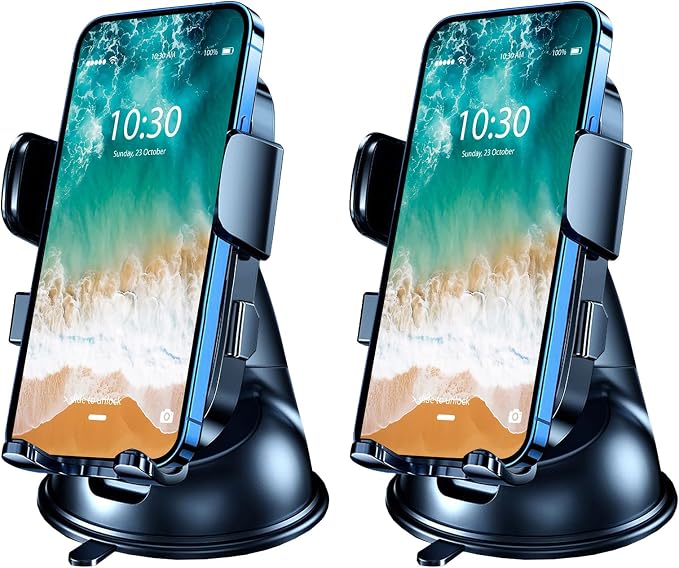 Boat Phone Mount, Suction Cup Boat Cell Phone Holder Marine Heavy Duty Dash Universal Desk Waterproof Boat Phone Holder for Boating Kayak Sailing Marine Marina for iOS Android Smartphone (2PCS)