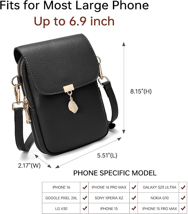 Small Crossbody Bags for Women Leather Multi Pocket Cell Phone Purse with RFID Blocking Card Slots for Everyday Use