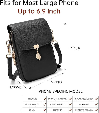 Small Crossbody Bags for Women Leather Multi Pocket Cell Phone Purse with RFID Blocking Card Slots for Everyday Use