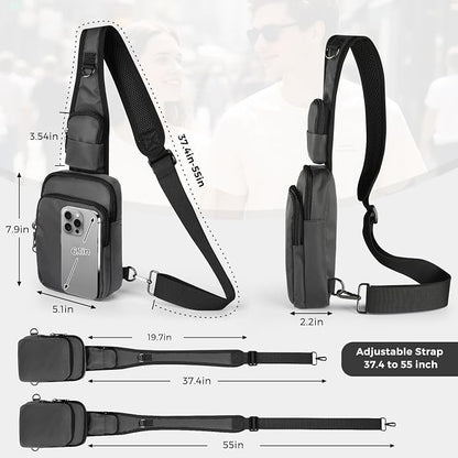 VADOO Sling Bag, Crossbody Bag with Zipper Lock, RFID Blocking & Water Resistant for Men and Women