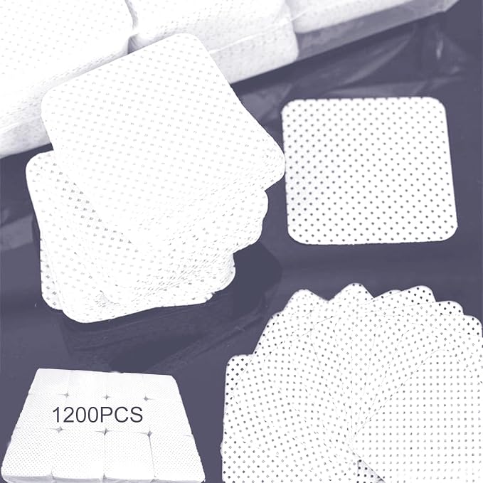 Absorbable Soft Gel Nail Polish Remover Cotton Pads - 1200 Pcs Lint-Free Non-Woven Fabric Wipes for Nails & Lash Extension Glue Cleaning