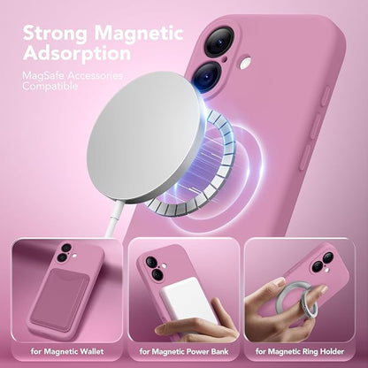 Magnetic for iPhone 17 Case, Compatible with MagSafe, [Full Camera Protection][Screen Protector] Silicone Shockproof Protective Phone Case for iPhone 17 6.3", Blackcurrant
