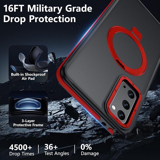 for Samsung Galaxy S20 FE Case, Magnetic Adjustable Ring Stand [Fit for Magsafe], [Military-Grade Shockproof Protection] Phone Case with Kickstand&Ring Holder (Red)