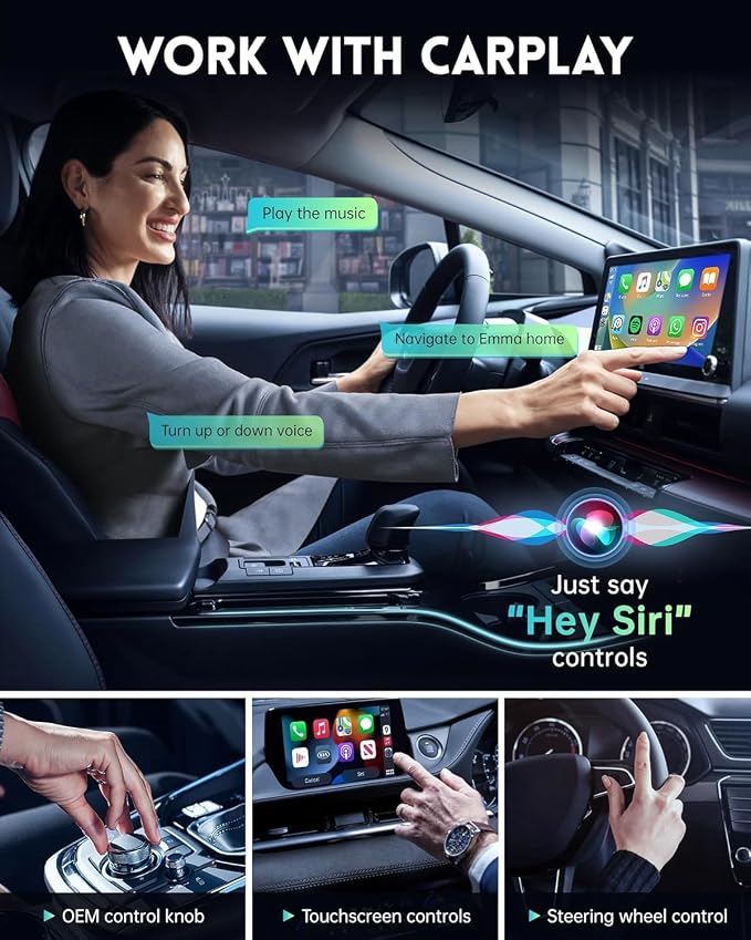 Wireless CarPlay Adapter for Apple iPhone iOS 10+ & Cars from 2015+, Mini Edition, Convert Factory Wired to Wireless CarPlay Dongle Plug & Play GPS Digital Media Receiver (Brushed Cobalt Blue)