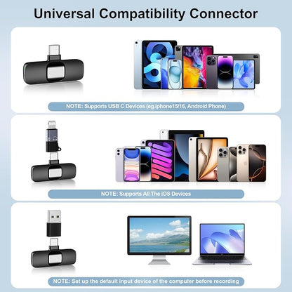 PoP voice USB C Mini Wireless Lavalier Microphone for iPhone/Android, Lapel Mic with Noise Reduction, Lav Mic for Video Recording, Tiny Microphone Content Creator Interview for Tiktok, YouTube, Vlog