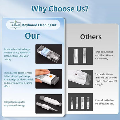 Keyboard Cleaner Laptop Cleaning Kit - All in One Computer Tech Cleaning Brush, Multi-Function Pc Accessories with Airpod Cleaning Kit, Electronic Laptop Screen Cleaner for MacBook, iPhone, Gaming