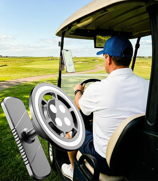 Golf Cart Phone Holder, Magnetic Phone Mount for Car Gym Desk Compatible with MagSafe iPhone - 360° Rotation Golf Accessories for EZGO Club Car Yamaha, Phone Stands Gifts for Golfers
