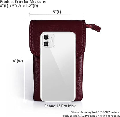 befen Genuine Leather Small Crossbody Bags for Women Cell Phone Bag Cross Body Purses,Silver Zipper