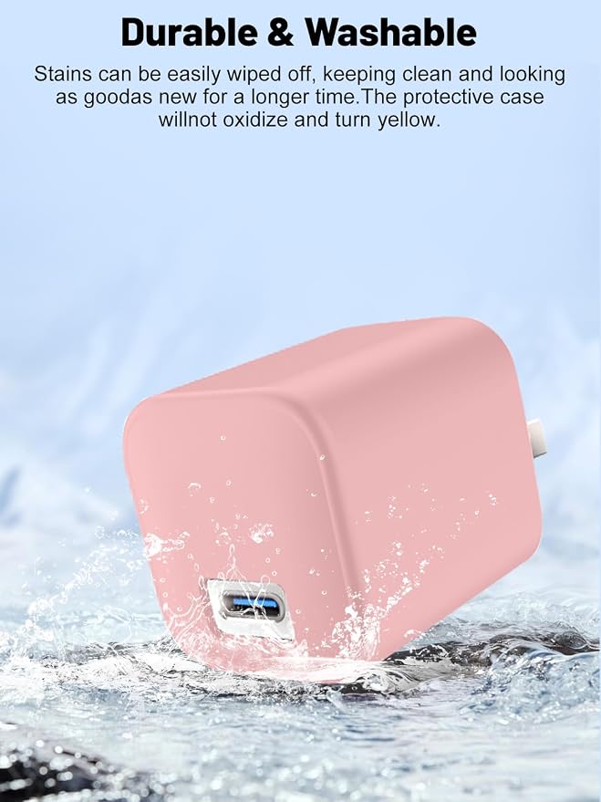 Silicone Protective Case for Anker Nano 45W USB-C Charger, Full-Body Protective Cover with Precise Cutouts, Shockproof Dustproof Charging Block Protector Sleeve & Scratch-Resistant Sleeve (Pink)