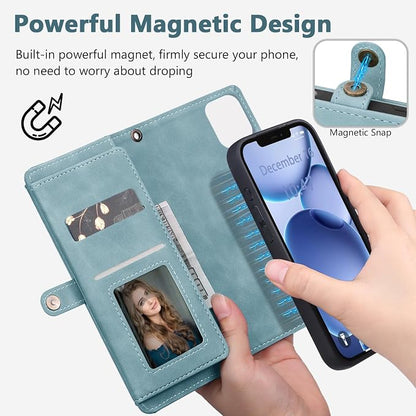 Wallet Case for iPhone 12 Pro Max with Card Holder/Crossbody Wallet/Strap| RFID Blocking | Magnetic | Kickstand | Detachable | PU Leather Phone Case for iPhone 12 Pro Max,6.7 in,Blue